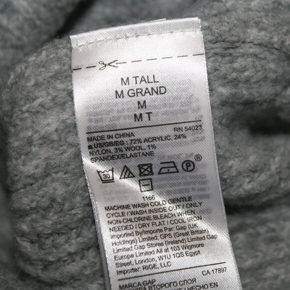 GAP Sweater Wool Blend Lace Up Detail Knit Long Neutral Gray Oversized M - Picture 7 of 13